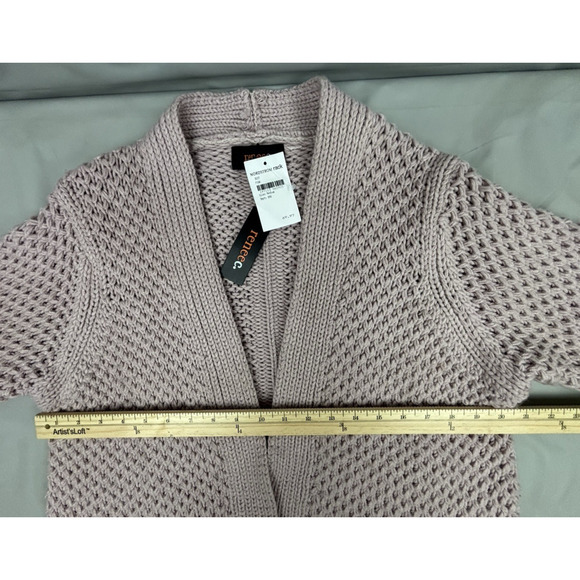 Renee C. Chunky Knit Cardigan Open Front Women's Medium Pink NWT - Picture 5 of 13